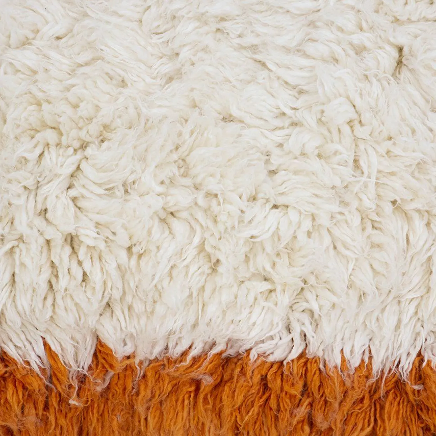 Vloerkleden|Wollen Vloerkleden-HKLIVING Fluffy Square Vloerkleed Natural Cream, Oranje