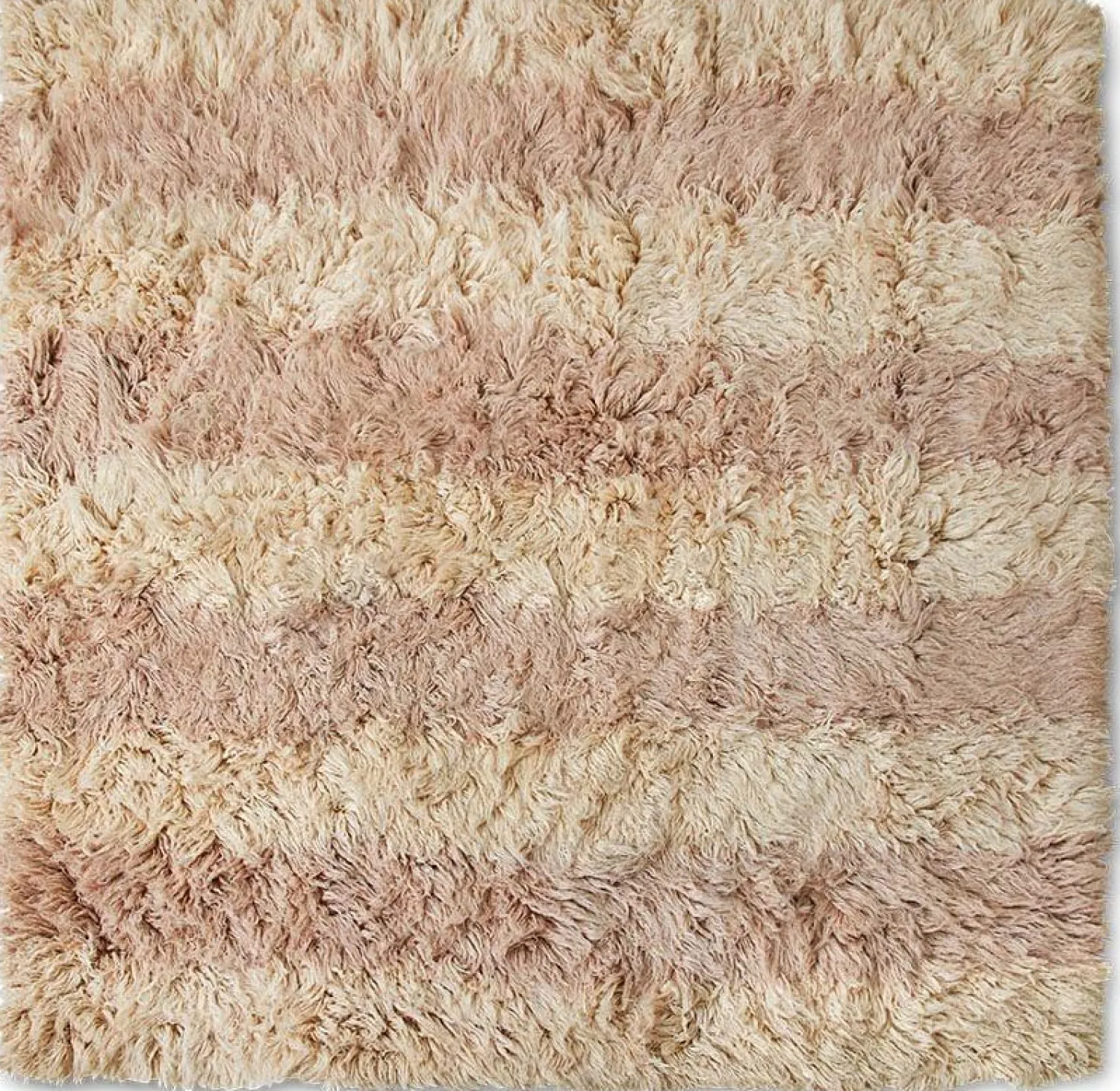 Vloerkleden|Wollen Vloerkleden-HKLIVING Fluffy Square Vloerkleed Natural, Roze