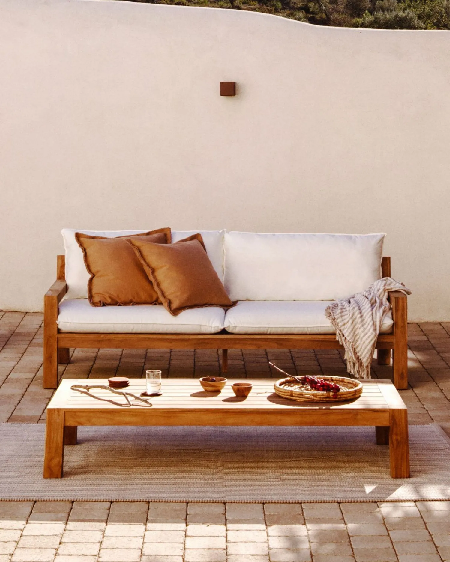 Tuinbanken|Zitbanken-Kave Home Forcanera Tuinbank Beige, Bruin