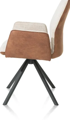 Eetkamerstoelen Met Armleuning-XOOON Franky Draaibaar Eetkamerstoel Cognac, Ecru