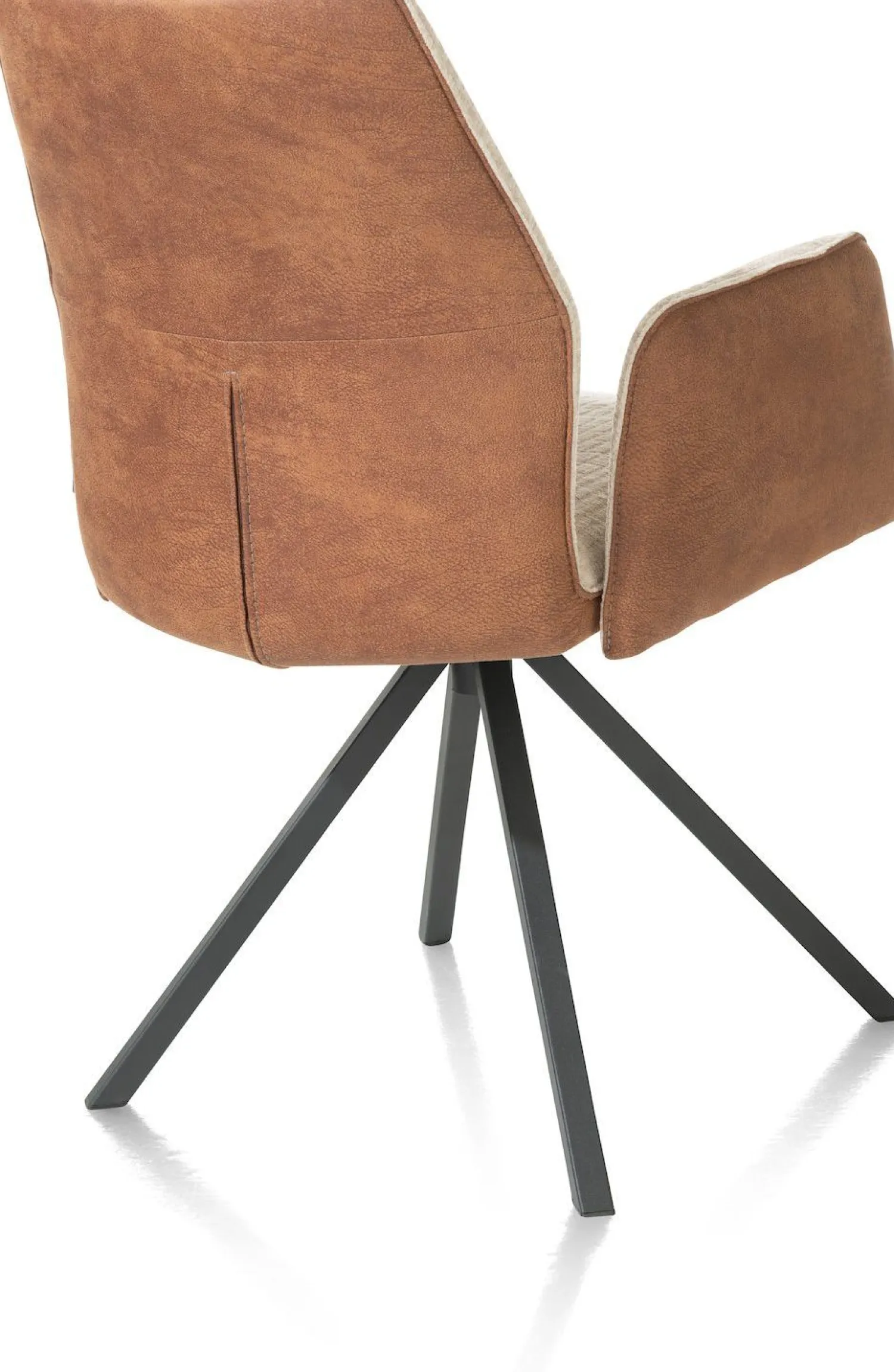 Eetkamerstoelen Met Armleuning-XOOON Franky Draaibaar Eetkamerstoel Cognac, Ecru