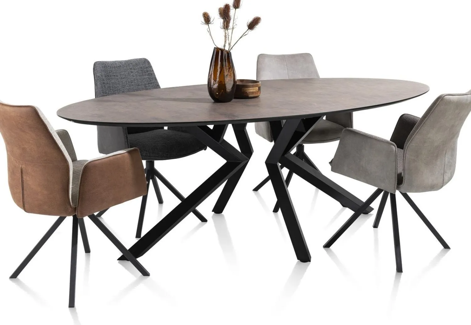 Eetkamerstoelen Met Armleuning-XOOON Franky Draaibaar Eetkamerstoel Off Black