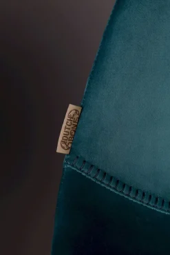 Eetkamerstoelen Zonder Armleuning|Kuipstoelen-Dutchbone Franky Velvet Eetkamerstoel Petrol