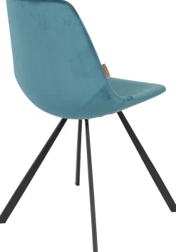 Eetkamerstoelen Zonder Armleuning|Kuipstoelen-Dutchbone Franky Velvet Eetkamerstoel Petrol