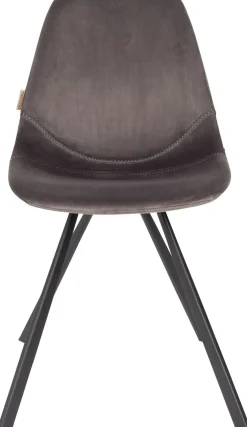 Kuipstoelen|Eetkamerstoelen Zonder Armleuning-Dutchbone Franky Velvet Eetkamerstoel Grey