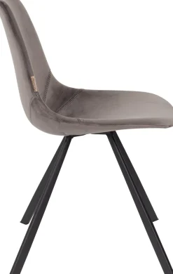 Kuipstoelen|Eetkamerstoelen Zonder Armleuning-Dutchbone Franky Velvet Eetkamerstoel Grey