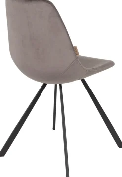 Kuipstoelen|Eetkamerstoelen Zonder Armleuning-Dutchbone Franky Velvet Eetkamerstoel Grey