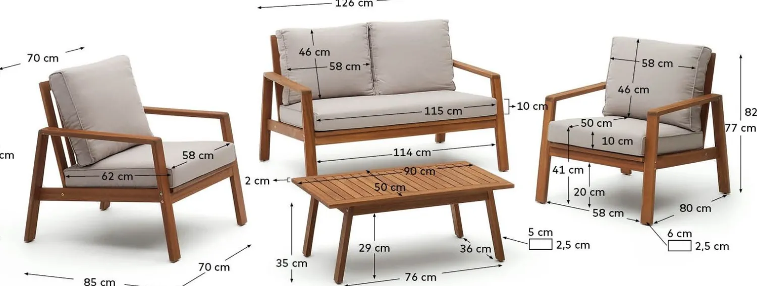 Loungesets-Kave Home Frares Loungeset Grijs, Bruin