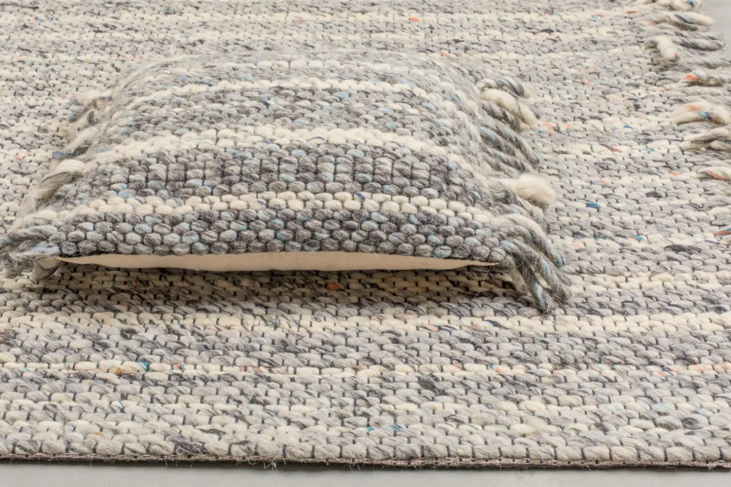 Vloerkleden|Wollen Vloerkleden-Zuiver Frills Vloerkleed Grey, Blue