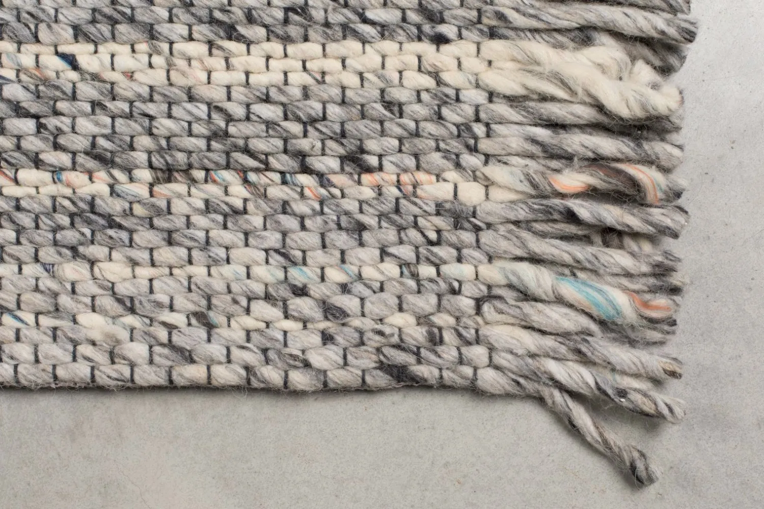 Vloerkleden|Wollen Vloerkleden-Zuiver Frills Vloerkleed Grey, Blue