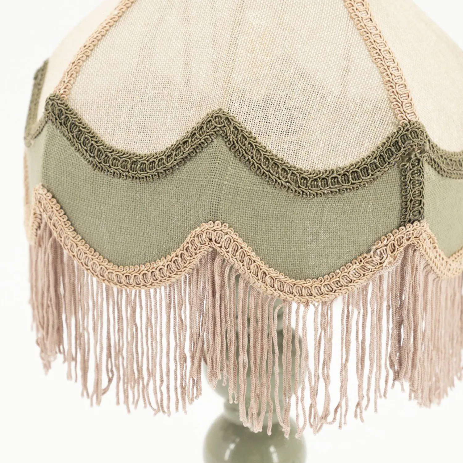 Tafellampen|Tafellampen-By Boo Fringaloo Tafellamp Naturel, Groen, Roze