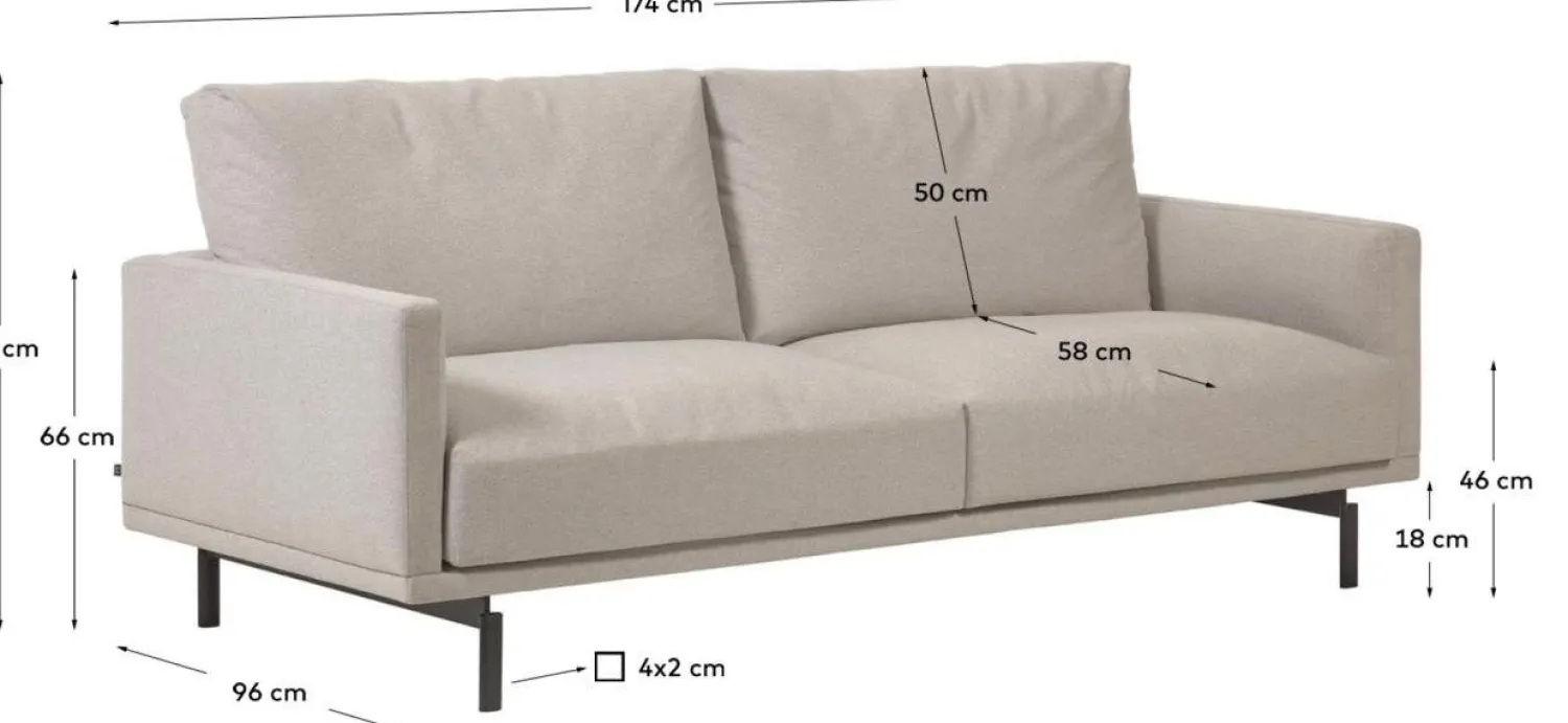 Zitbanken-Kave Home Galene 2-Zitsbank Beige, Grijs