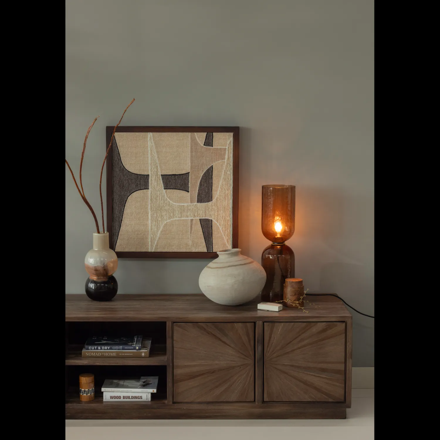 Moderne Tafellampen|Tafellampen-WOOOD Gigi Hoog Tafellamp Bruin