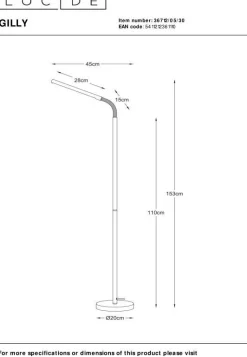 Moderne Vloerlampen|Vloerlampen-Lucide Gilly Vloerlamp Zwart