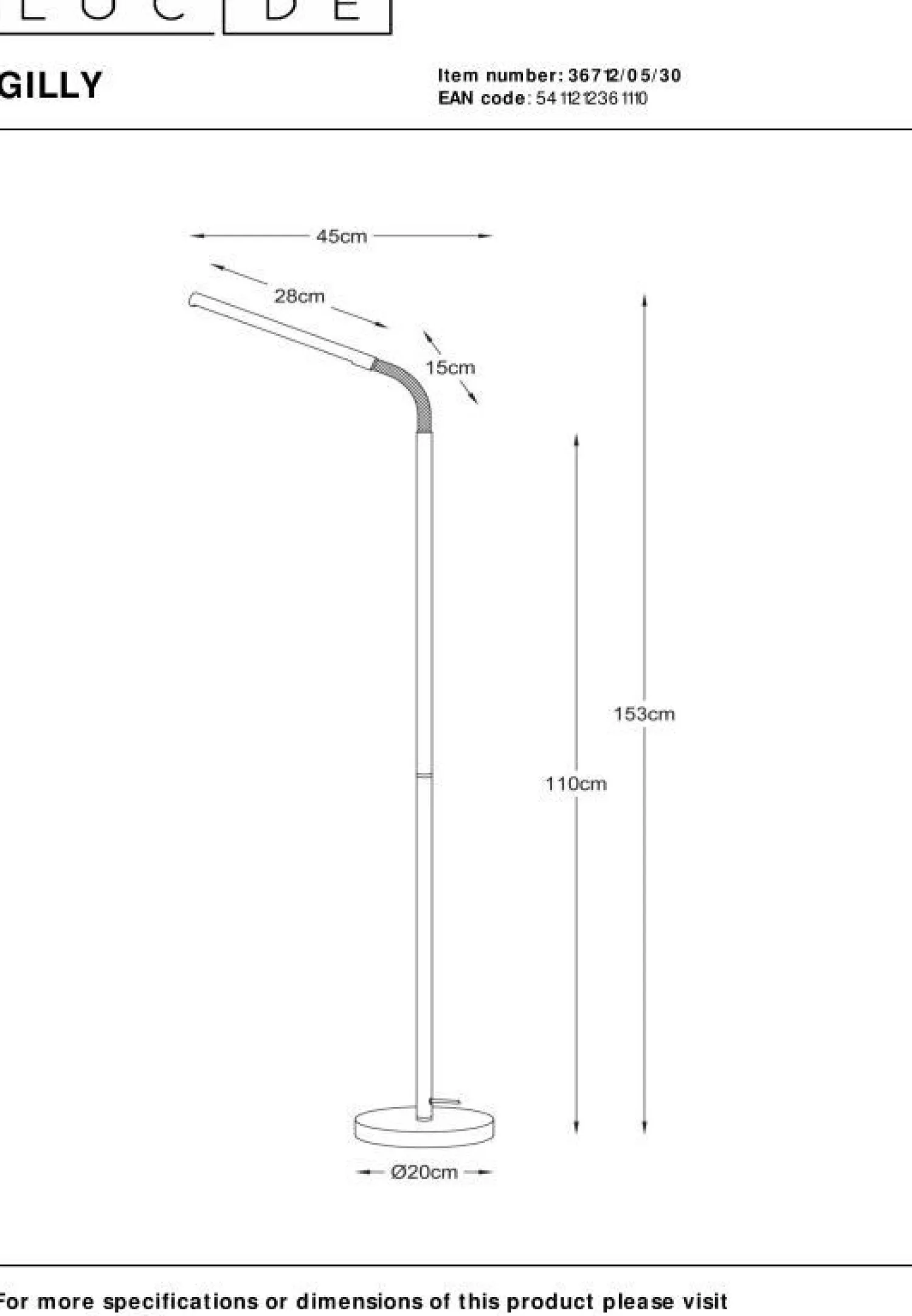 Moderne Vloerlampen|Vloerlampen-Lucide Gilly Vloerlamp Zwart