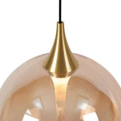 Glazen Hanglampen|Glazen Hanglampen-Lucide Gisela Hanglamp Amber