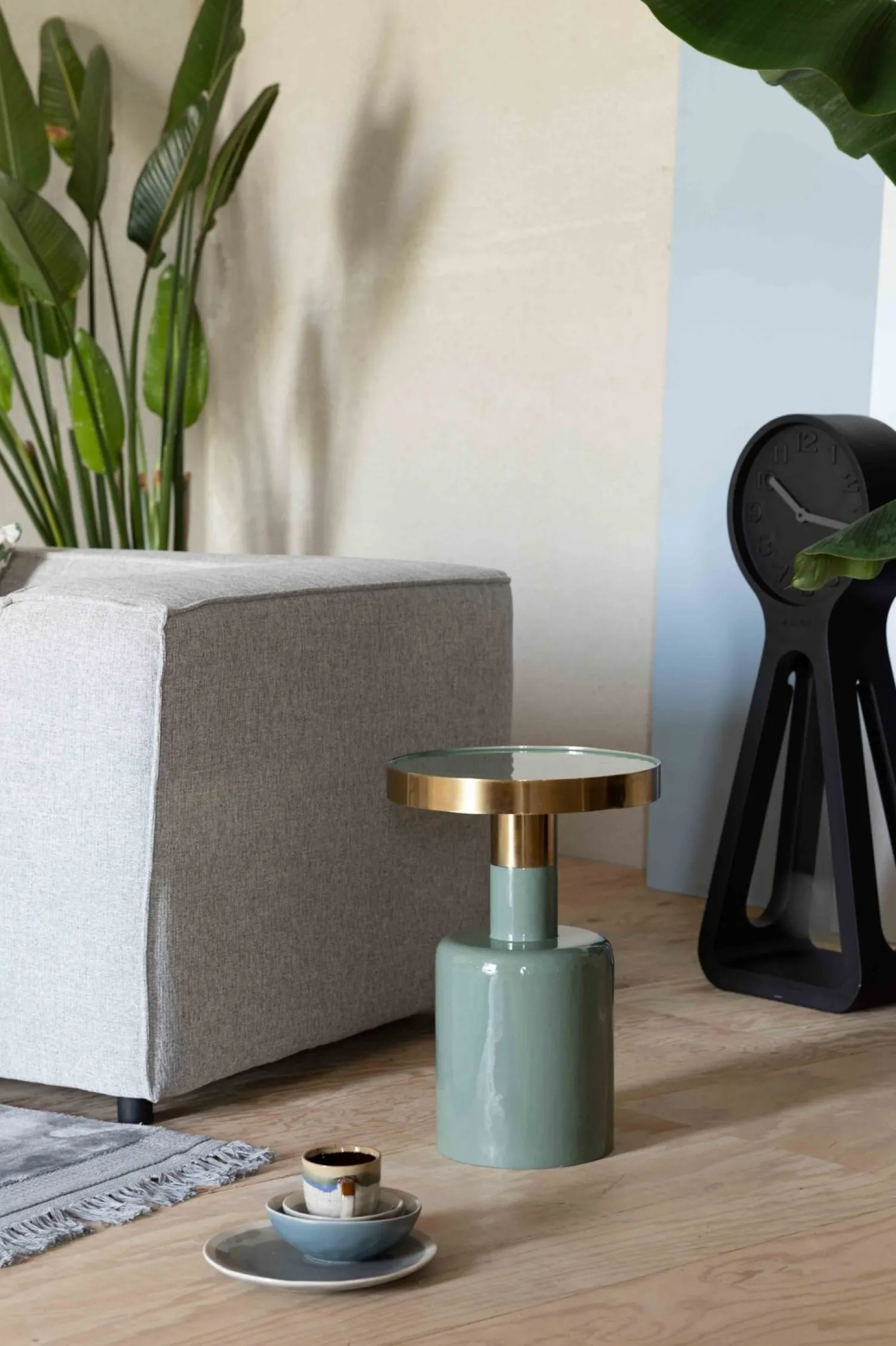 Ronde Bijzettafels-Zuiver Glam Bijzettafel Groen, Goud