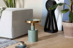 Ronde Bijzettafels-Zuiver Glam Bijzettafel Groen, Goud