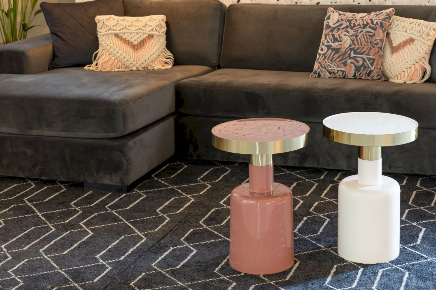 Ronde Bijzettafels-Zuiver Glam Bijzettafel Roze