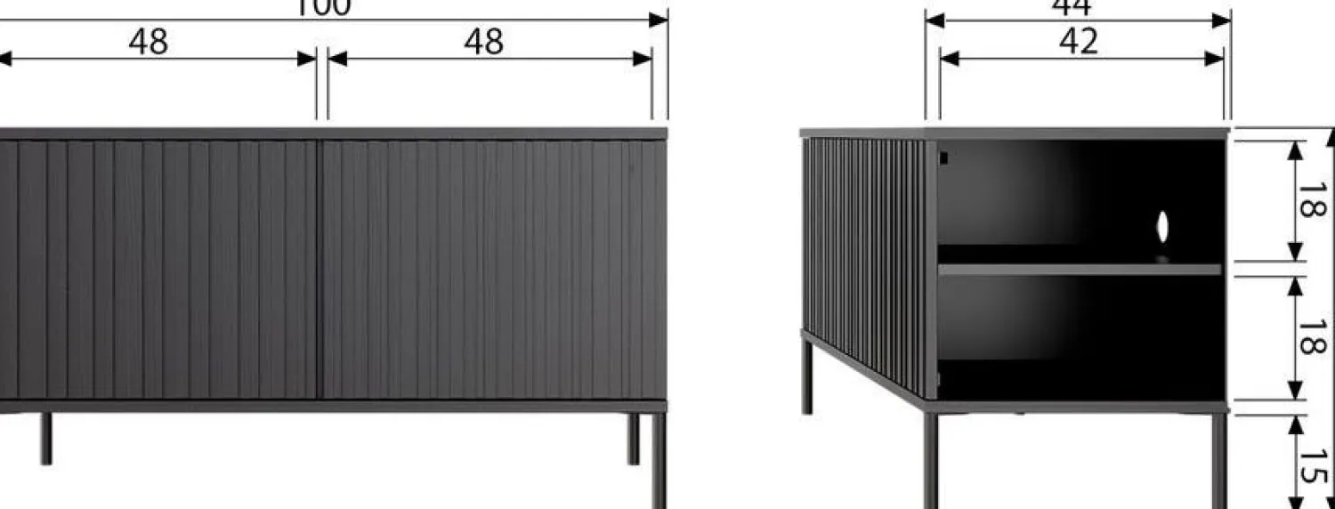 Tv-Meubels-WOOOD Gravure Small Tv-meubel Black
