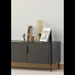 Tv-Meubels-WOOOD Gunnar 3-deurs Tv-meubel Matzwart