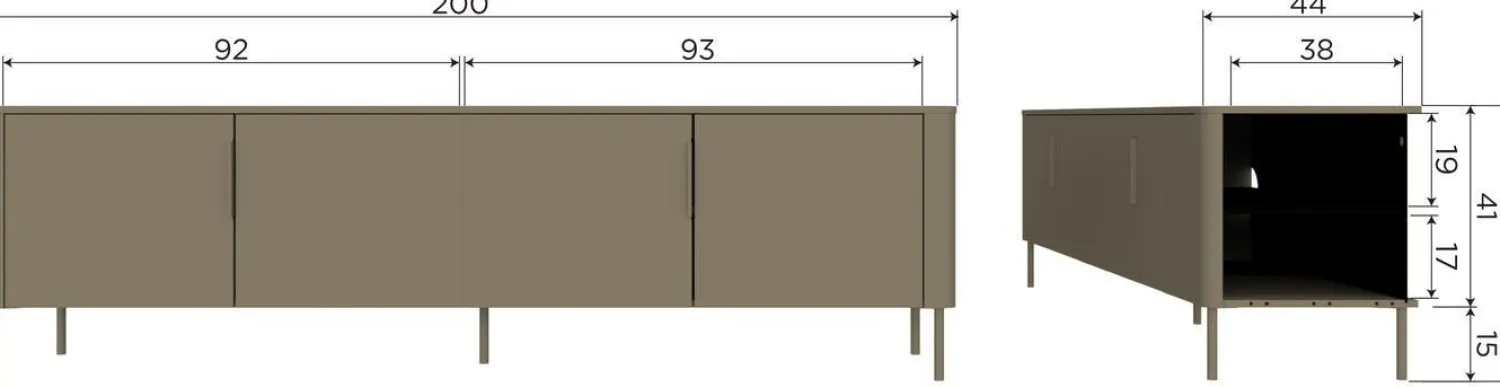 Tv-Meubels-WOOOD Gunnar 3-deurs Tv-meubel Mud