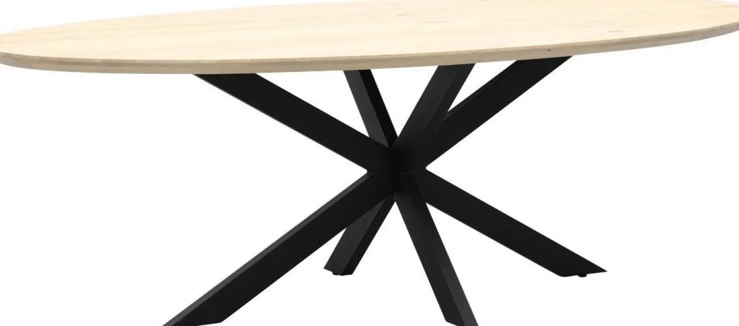 Houten Eettafels|Ovale Eettafels-Trendhopper Haiko Ovaal Eettafel Naturel, Zwart