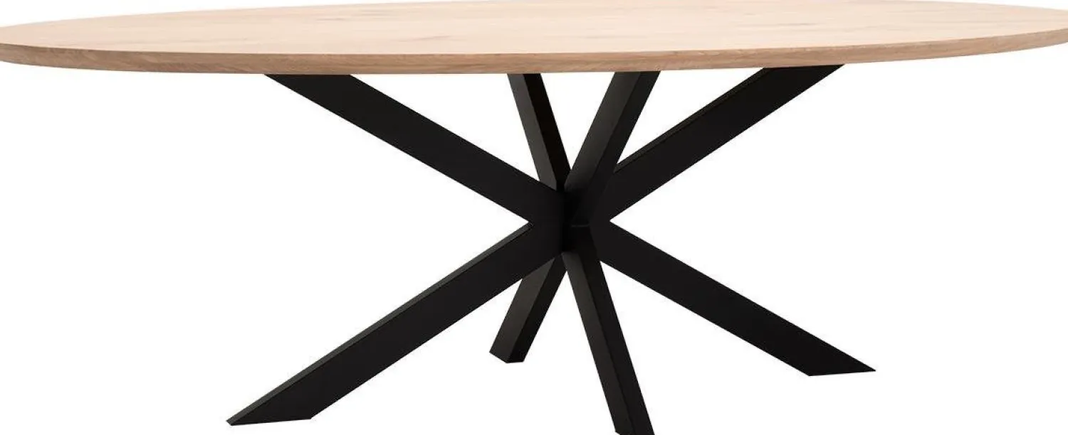 Houten Eettafels|Ovale Eettafels-Trendhopper Haiko Ovaal Eettafel Naturel, Zwart