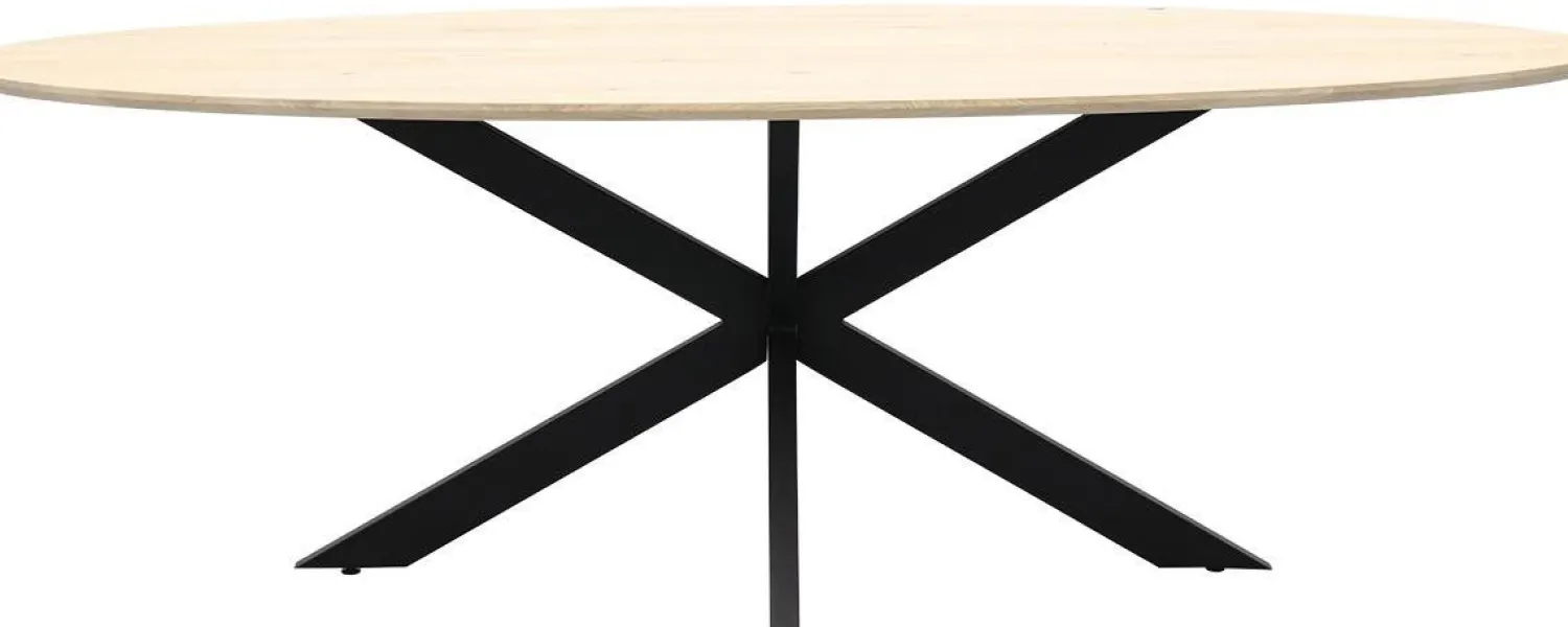 Houten Eettafels|Ovale Eettafels-Trendhopper Haiko Ovaal Eettafel Naturel, Zwart