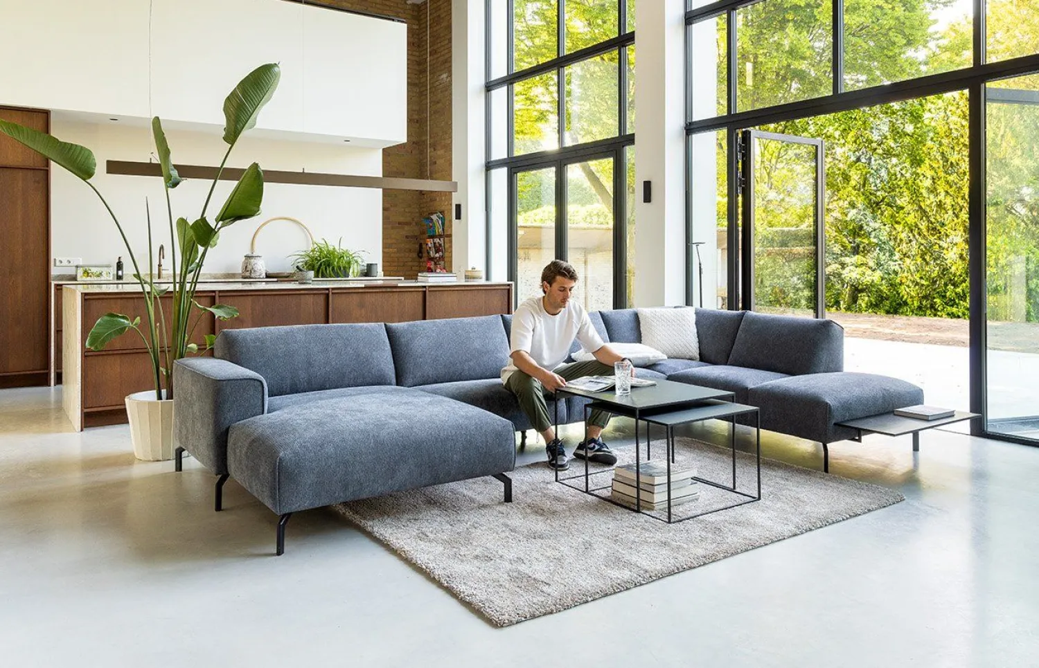 Hoekbanken-Feelings Wonen Harvard Hoekbank Dark Grey