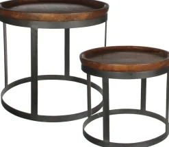 Ronde Bijzettafels-Trendhopper Harvey Bijzettafel bruin