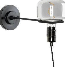 Industriële Wandlampen|Wandlampen-Zuiver Hazy Wandlamp Zwart