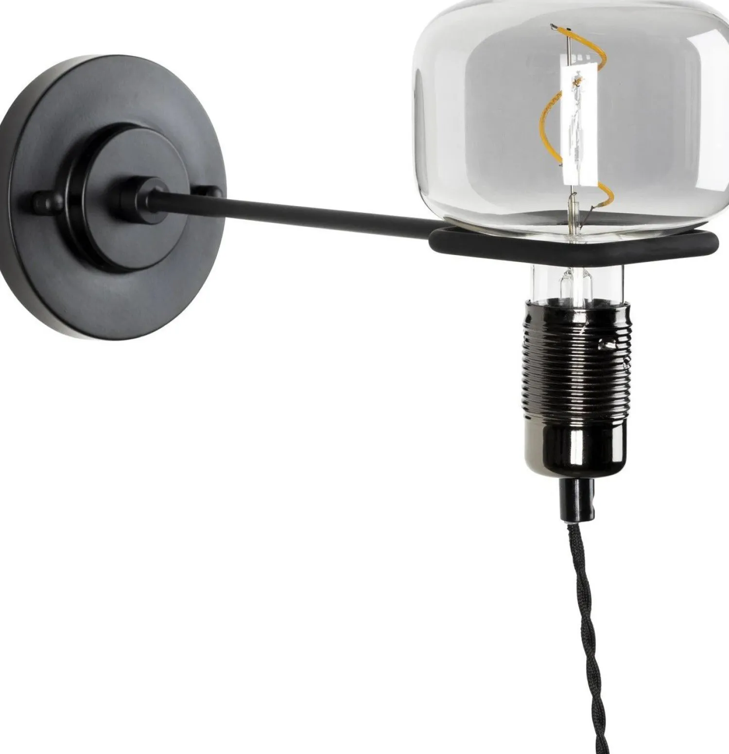 Industriële Wandlampen|Wandlampen-Zuiver Hazy Wandlamp Zwart
