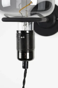 Industriële Wandlampen|Wandlampen-Zuiver Hazy Wandlamp Zwart