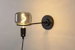 Industriële Wandlampen|Wandlampen-Zuiver Hazy Wandlamp Zwart