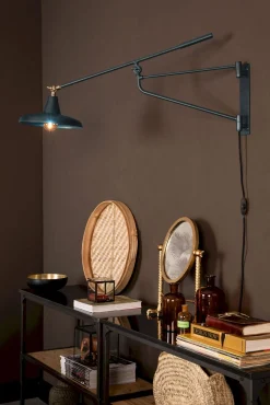 Industriële Wandlampen|Wandlampen-Dutchbone Hector Wandlamp Teal