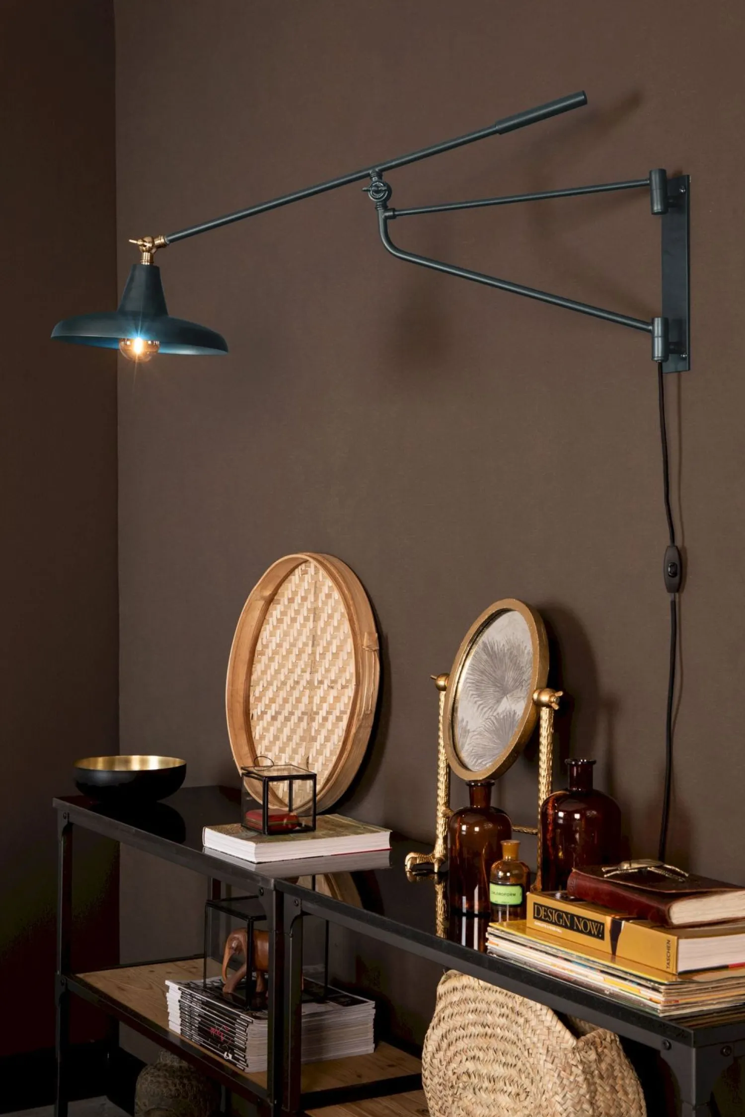 Industriële Wandlampen|Wandlampen-Dutchbone Hector Wandlamp Teal