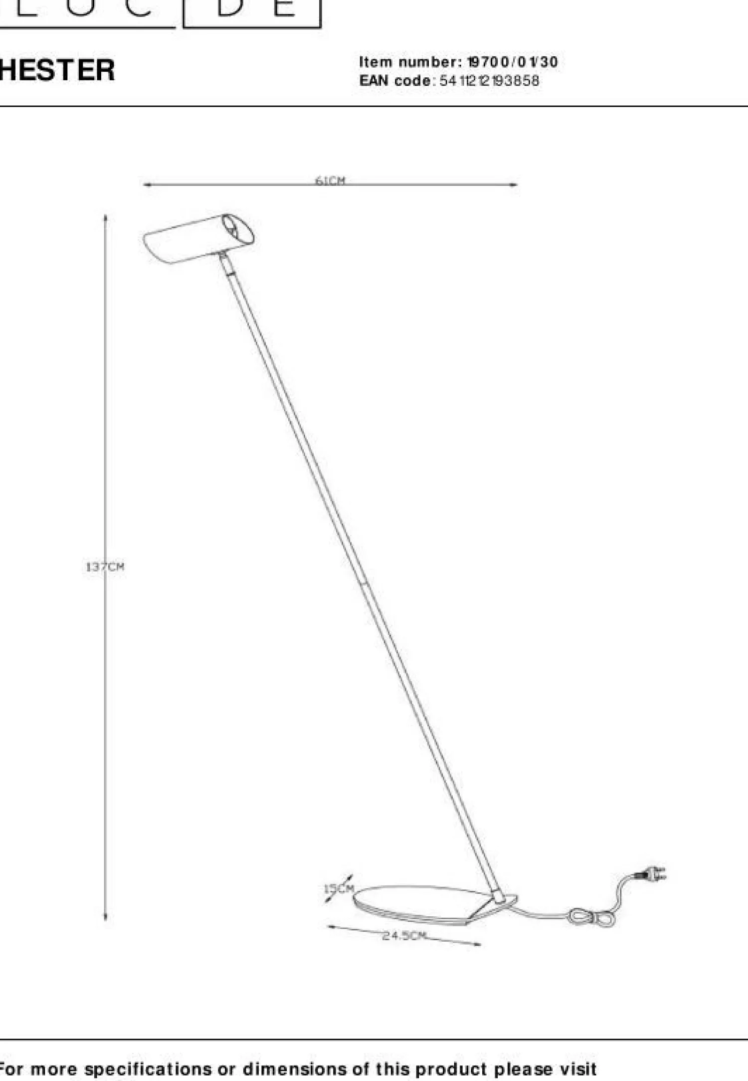 Moderne Vloerlampen|Vloerlampen-Lucide Hester Vloerlamp Antraciet
