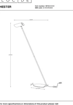 Moderne Vloerlampen|Vloerlampen-Lucide Hester Vloerlamp Wit
