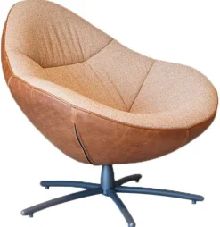 Ronde Fauteuils|Draaifauteuils-LABEL Vandenberg Hidde Soft Fauteuil Bruin