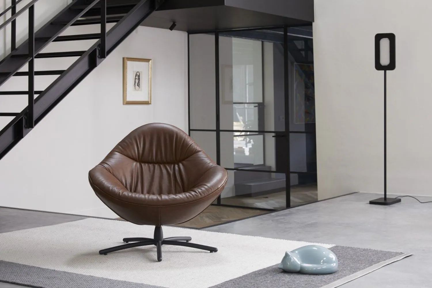 Ronde Fauteuils|Draaifauteuils-LABEL Vandenberg Hidde Soft Fauteuil Bruin