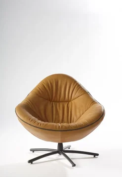 Ronde Fauteuils|Draaifauteuils-LABEL Vandenberg Hidde Soft Fauteuil Bruin