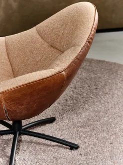 Ronde Fauteuils|Draaifauteuils-LABEL Vandenberg Hidde Soft Fauteuil Bruin