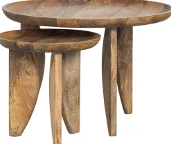 Houten Bijzettafels|Ronde Bijzettafels-vtwonen High Heels Bijzettafelset Natural