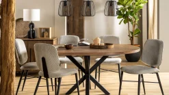 Houten Eettafels|Ronde Eettafels-Feelings Wonen Isla Uitschuiftafel Mokka
