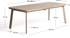Tuintafels-Kave Home Izola Tuin Uitschuiftafel Beige