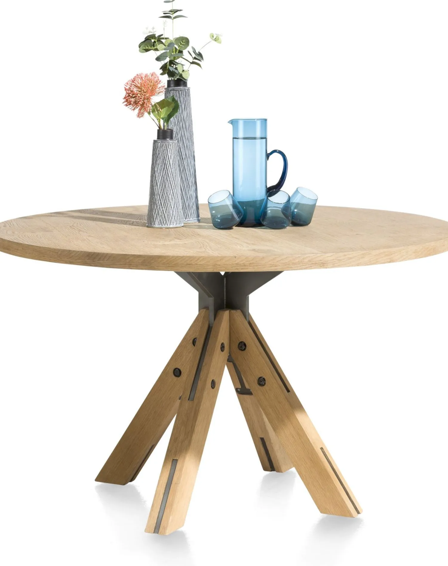 Houten Eettafels|Ronde Eettafels-Henders en Hazel Jardino Rond Eettafel Railway Brown