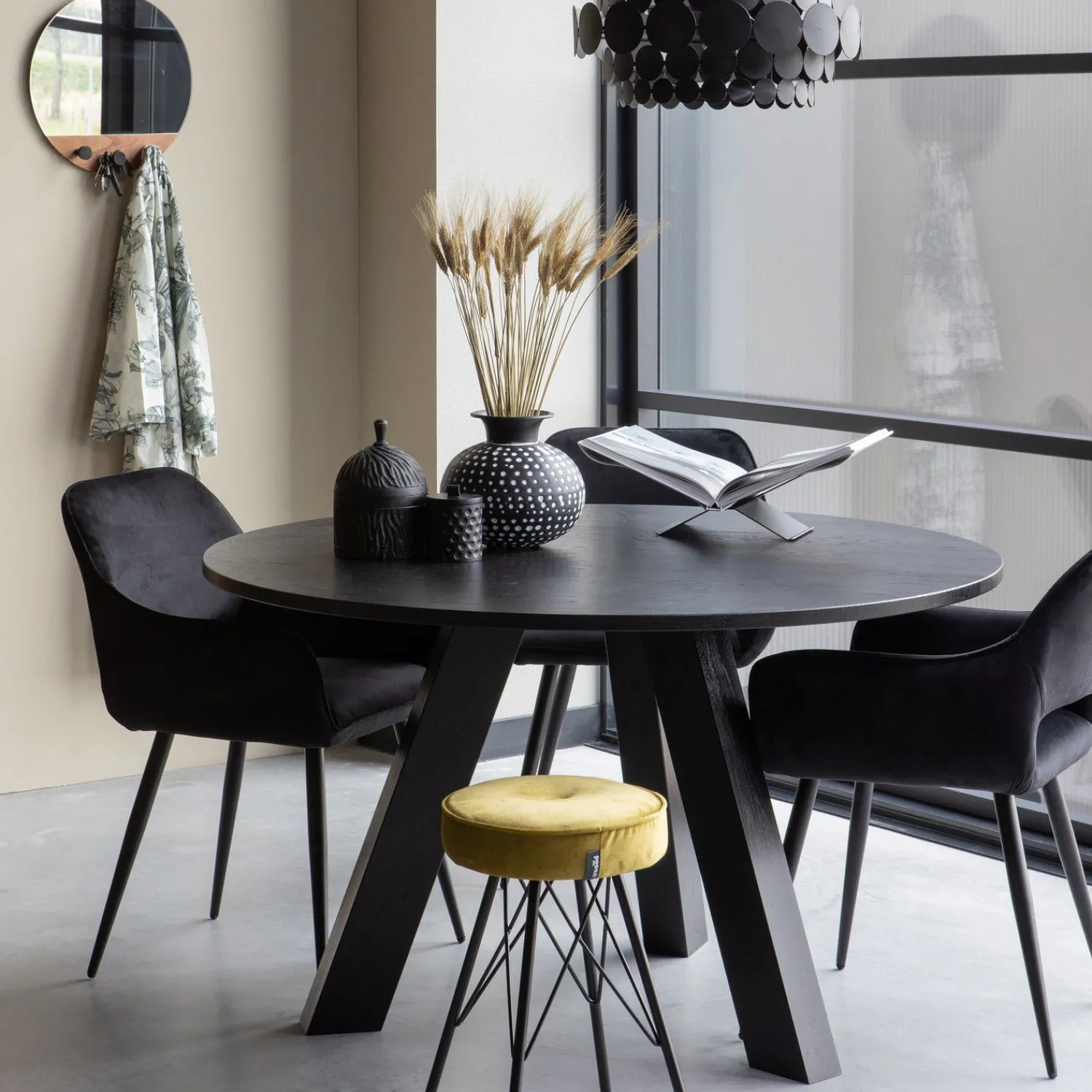 Eetkamerstoelen Met Armleuning-WOOOD Jelle set van 2 Eetkamerstoel Black
