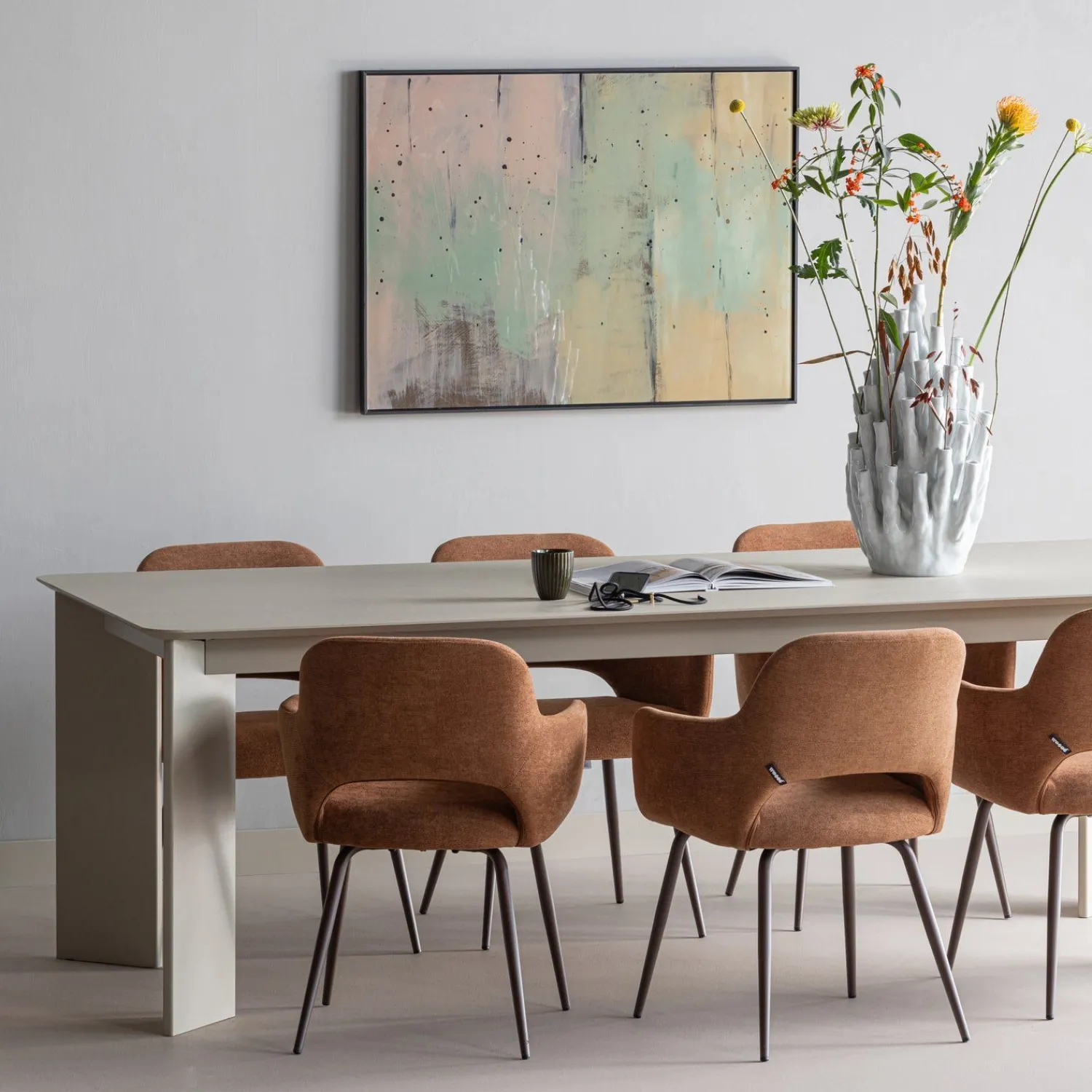 Eetkamerstoelen Met Armleuning-WOOOD Jenny Eetkamerstoel Bruin