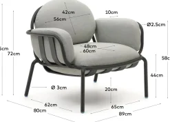 Tuinstoelen-Kave Home Joncols Outdoor Fauteuil Grijs